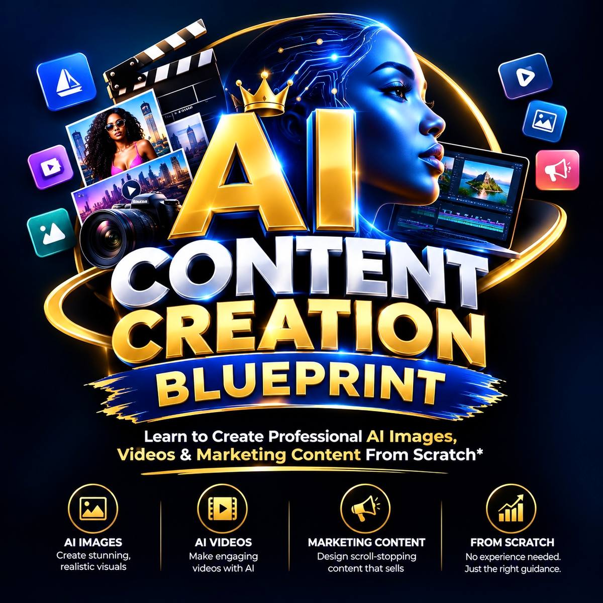 UNLOCK EVERYTHING AT ONCE ON AI CONTENT CREATION BLUEPRINT ( Learn to Create Professional AI Images, Videos & Marketing Content From Scratch.) by OluBukola Shittu on Selar