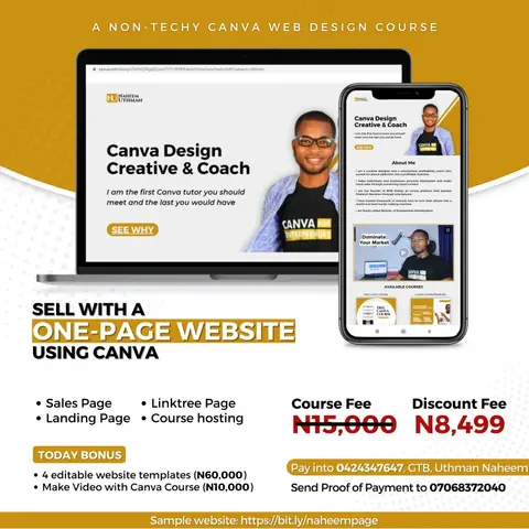 Sell With a One-page Website Using Canva