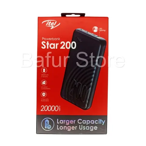 itel 20000mAh Fast Charging, Bright Torch Power Bank + Free Fast Charger