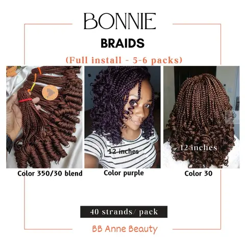 BONNIE CROCHET BRAIDS | Full Head: 6 packs (210-240 strands)