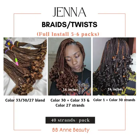 JENNA CROCHET BRAIDS | Full head: 6 packs (210-240 strands)