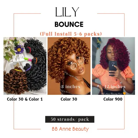 LILY BOUNCE CROCHET MICROS | Full Head: 6 packs (240-270 strands)