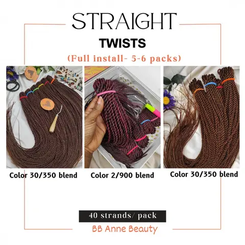 STRAIGHT CROCHET TWISTS | Full Head: 6 packs (210-240 strands)