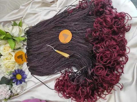 26-inch Curly | Full Install- 6 packs | Colour- 1/900 (burgundy) blend