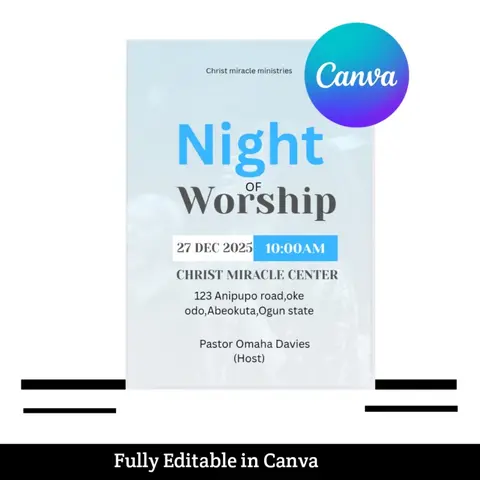Night of worship church flyer