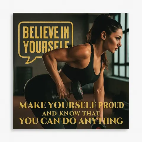 Believe in Yourself _Elegant Gold Gym Motivational Wall Art by Oba's Creations_