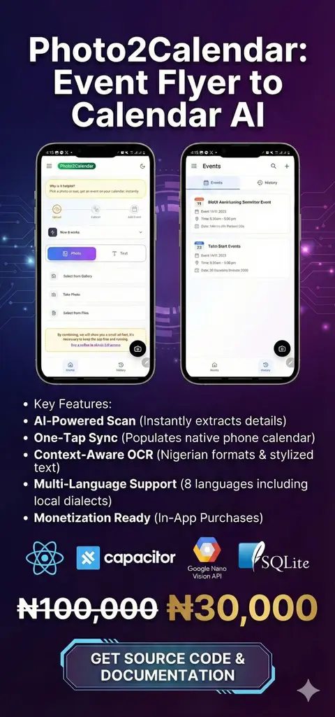 Photo2Calendar AI App (React/Capacitor) - White Label License