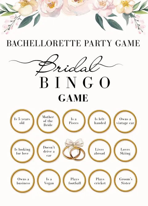 Bachelorette Party Games - Bridal Bingo Game