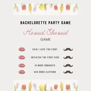 Bachelorette Party Games - He Said-She Said Game