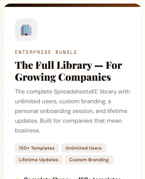 SpreadsheetsKE Enterprise Bundle — Unlimited Users, Custom Branding & Lifetime Updates