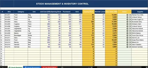 Stock Management | Excel Template for Kenyan Businesses