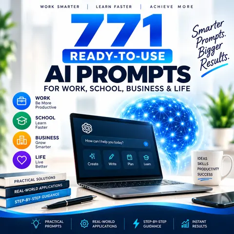 The AI Prompts Vault — 771 Ready-to-Use AI Prompts for Work, School, Business & Life