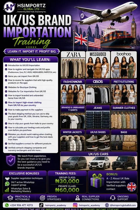 UK/US BRANDS IMPORTATION (HIGH-STREET CLOTHING)
