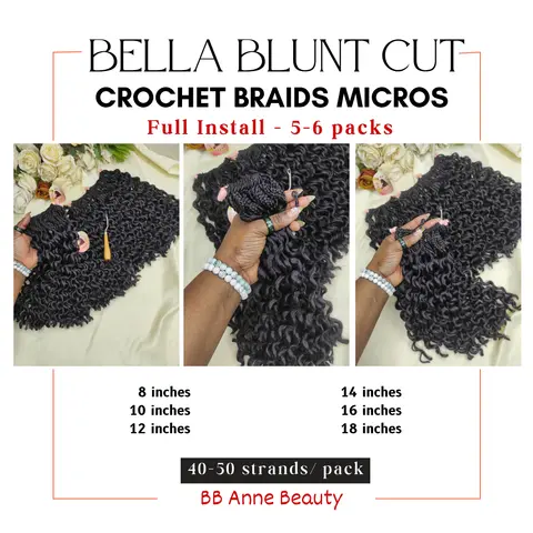 BELLA BLUNT CUT CROCHET MICROS | Full Head: 6 packs (240-270 strands)