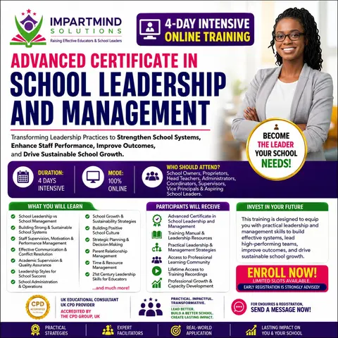 🌟 ADVANCED CERTIFICATE IN SCHOOL LEADERSHIP AND MANAGEMENT