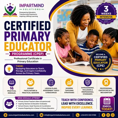 BECOME A CERTIFIED PRIMARY SCHOOL EDUCATOR