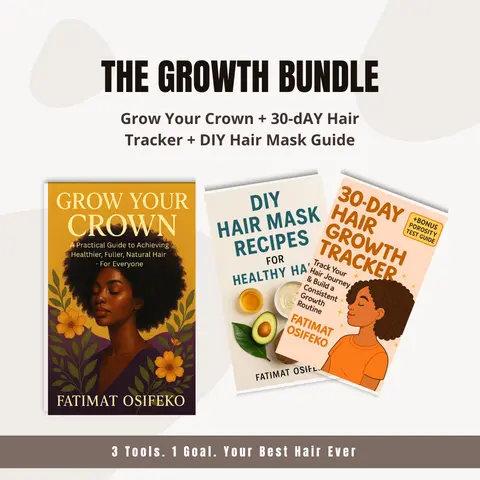 The Crown Growth Bundle — Grow Your Crown + 30-Day Tracker + DIY Hair Masks | Hair Growth Guide for Women | Natural Hair Care eBook PDF