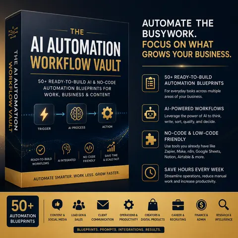 The AI Automation Workflow Vault — 50+ AI & No-Code Automation Blueprints