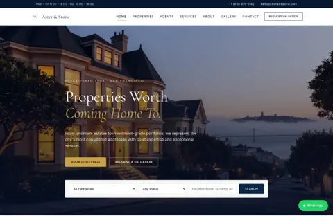 Aster & Stone — Elite Real Estate PHP Template (Property Listings, Agents, Mortgage Calculator)