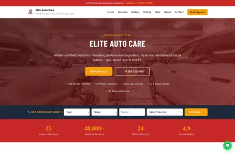 Auto Repair Elite — Premium PHP Template for Auto Shops, Mobile Mechanics & Fleet Services