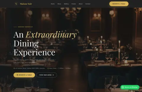 Maison Noir — Premium Restaurant & Café PHP Website Template