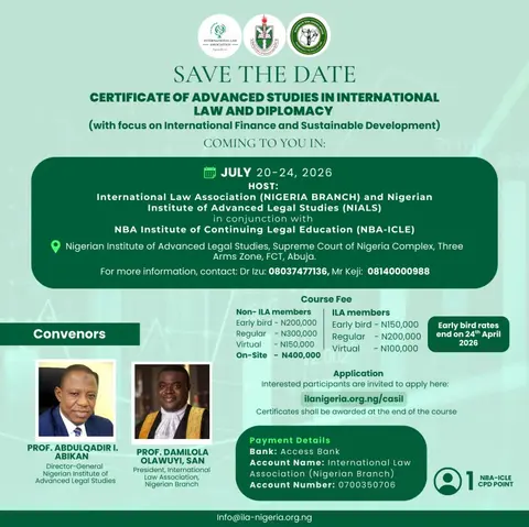 Certificate of Advanced Studies in International Law and Diplomacy (With focus on International Finance and Sustainable development)