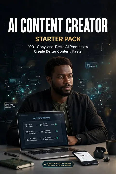 AI Content Creator Starter Pack 100+ Copy-and-Paste AI Prompts to Create Better Content, Faster