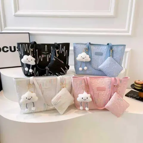 Cute Cloud Tote Bag+Mini Pouch