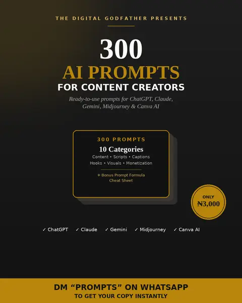 300 AI Prompts for Content Creators | ChatGPT, Claude, Midjourney & Canva AI Prompt Bundle